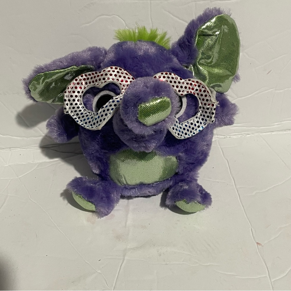 Aurora Mini Purple Elephant Plush Mini Green Hair Metallic Glasses Design